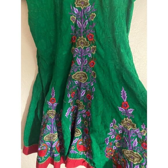 Unbranded Women's Green Embroidered Bohemian Cap Sleeve Dress - XL - Picture 3 of 13